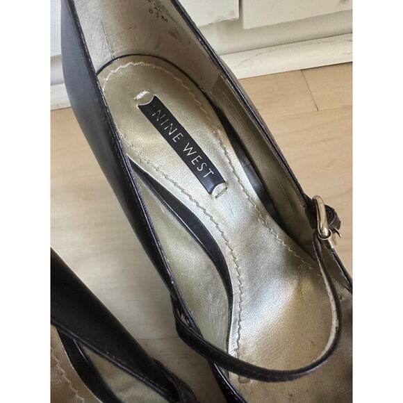 Y2K Leather Mary Jane WEdges Size 8.5 Brown Preppy Twee It Girl Fashion - Picture 6 of 7